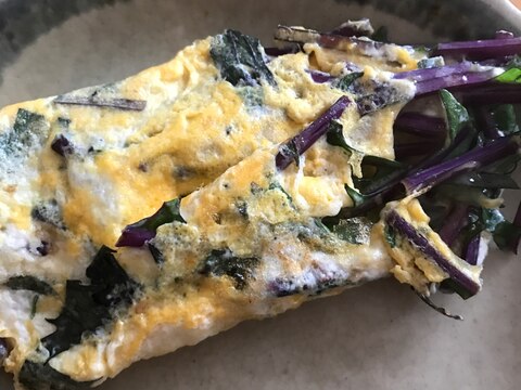 赤水菜とカッテージチーズの卵焼き